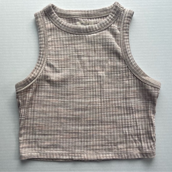 Madewell Brightside Rib Cutaway Crop Tank Peachy Spacedye Size M EUC - Picture 2 of 6